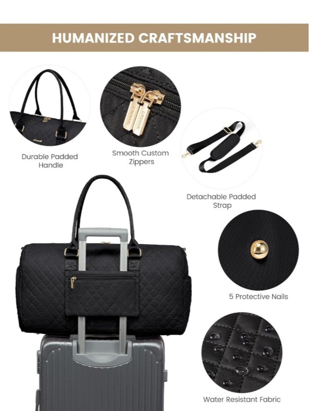 LOVEVOOK Travel Duffle Bag, Weekender Bag, Gym Duffel Bag, Carry On - Picture 11 of 12